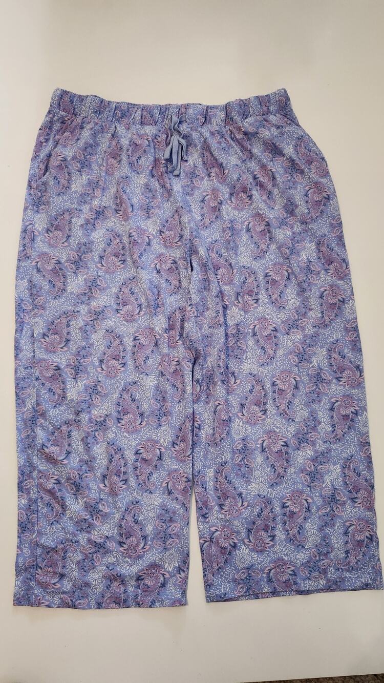 Kim Rogers Belk Women Pajama Pants L Large Paisley Cotton Blend Crop #495